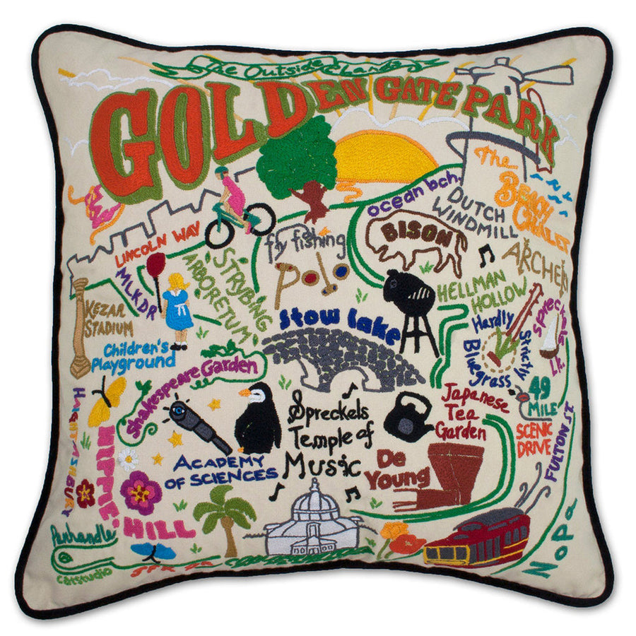 Golden Gate Park Hand-Embroidered Pillow