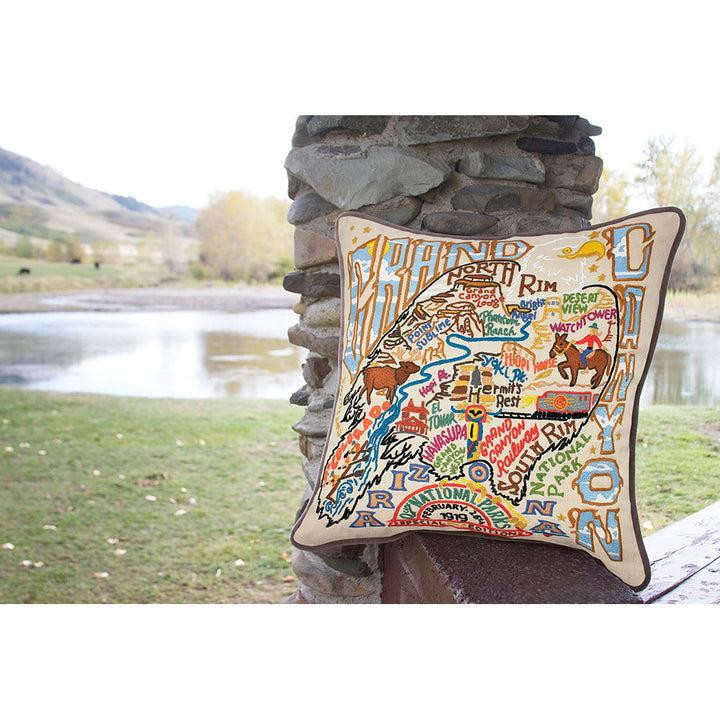 Grand Canyon Hand-Embroidered Pillow