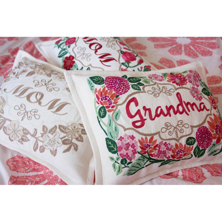 Grandma Love Letters Hand-Embroidered Pillow by CatStudio