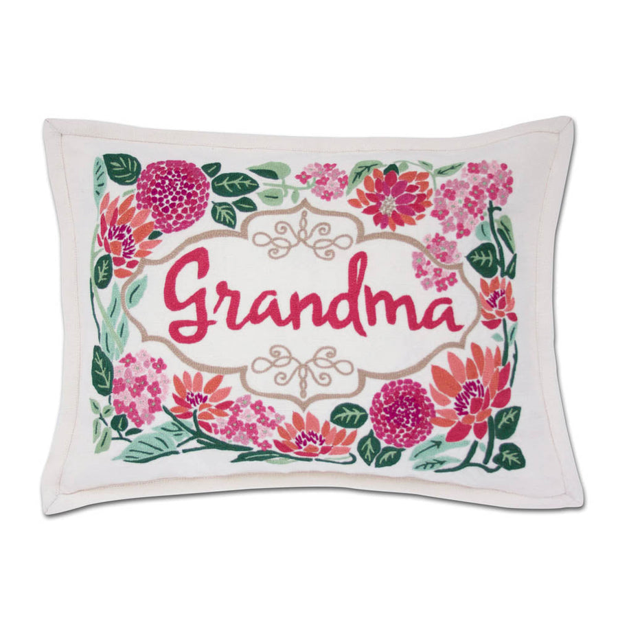 Grandma Love Letters Hand-Embroidered Pillow by CatStudio