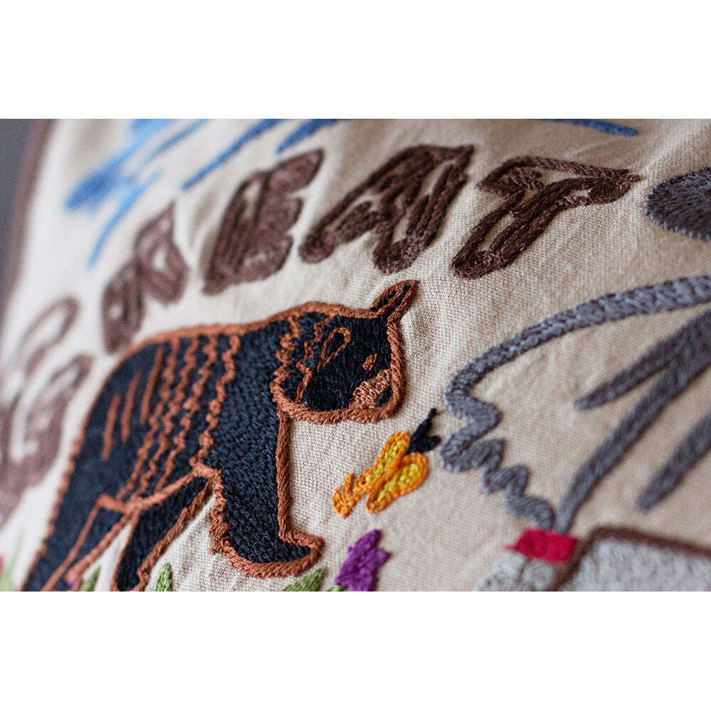 Great Smoky Mountains Hand-Embroidered Pillow
