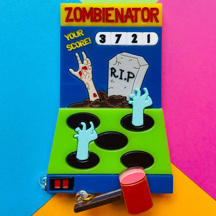 Halloween 2022 - Creepy Funfair Collection - Zombienator Acrylic Brooch by Makokot Design