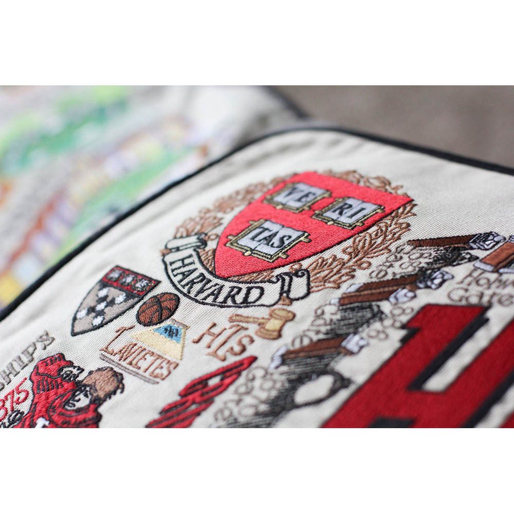 Harvard University Collegiate Embroidered Pillow by CatStudio