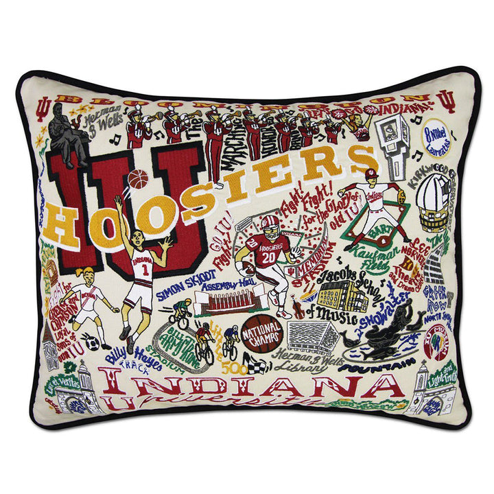 Indiana University Collegiate Hand-Embroidered Pillow