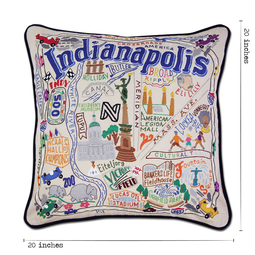 Indianapolis Hand-Embroidered Pillow