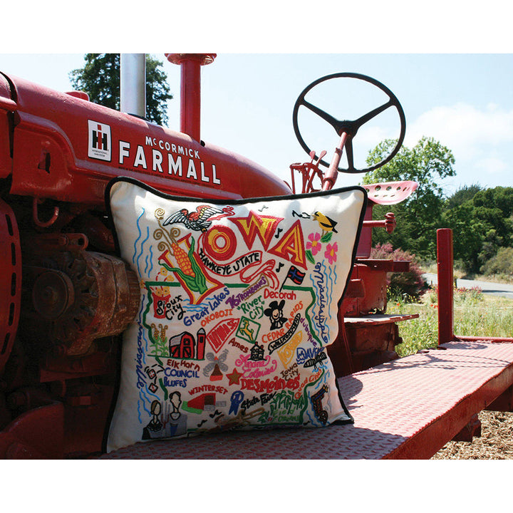 Iowa Hand-Embroidered Pillow