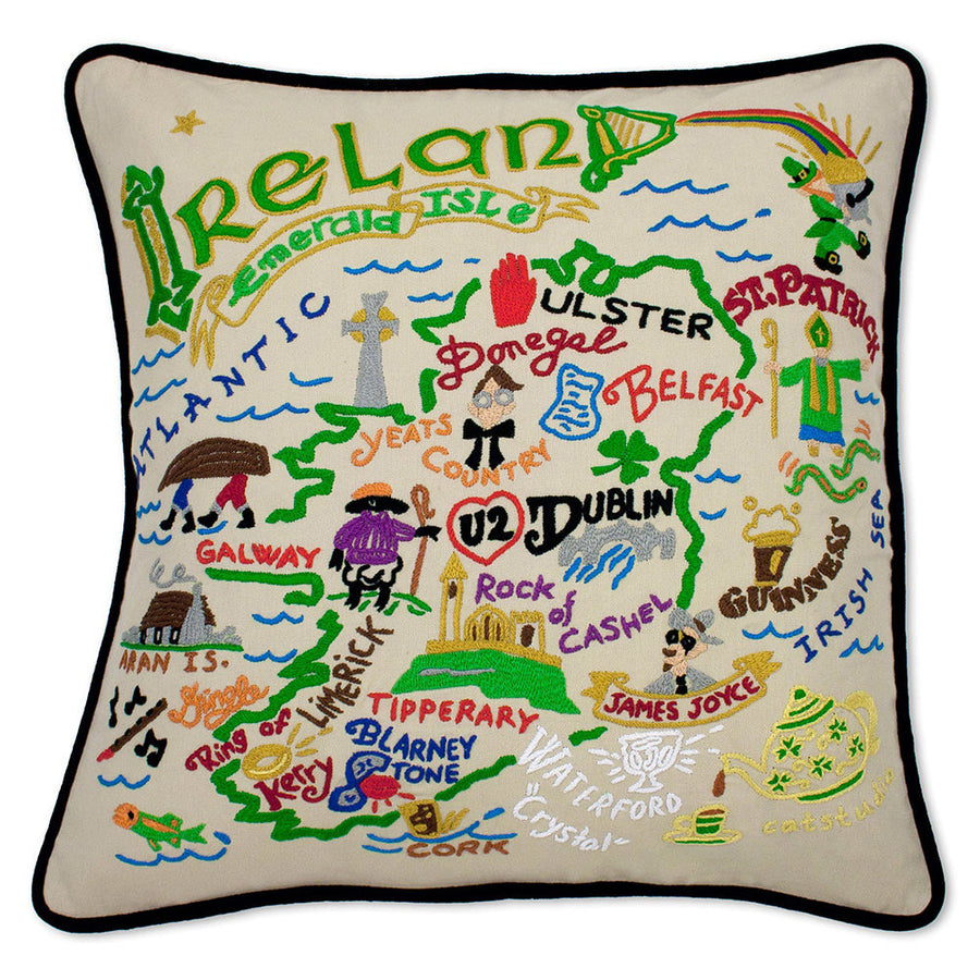 Ireland Hand-Embroidered Pillow