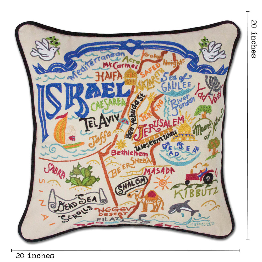 Israel Hand-Embroidered Pillow