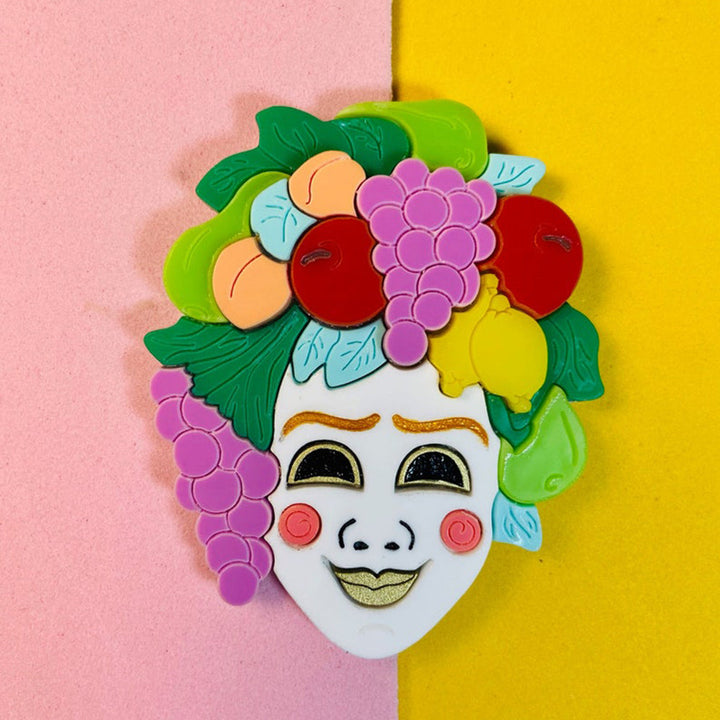 Italian Tradition Collection - Venetian Mask - Bacchus Acrylic Brooch by Makokot Design