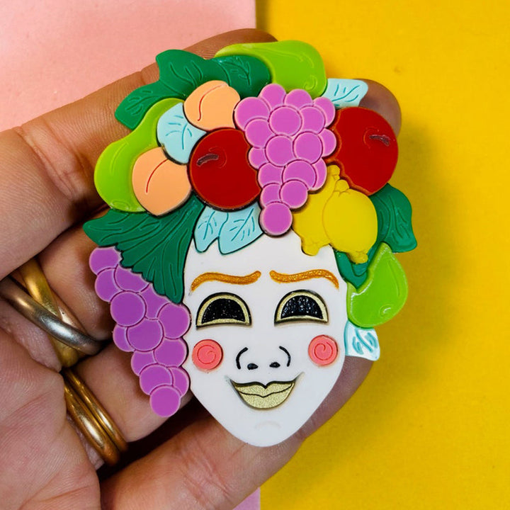 Italian Tradition Collection - Venetian Mask - Bacchus Acrylic Brooch by Makokot Design