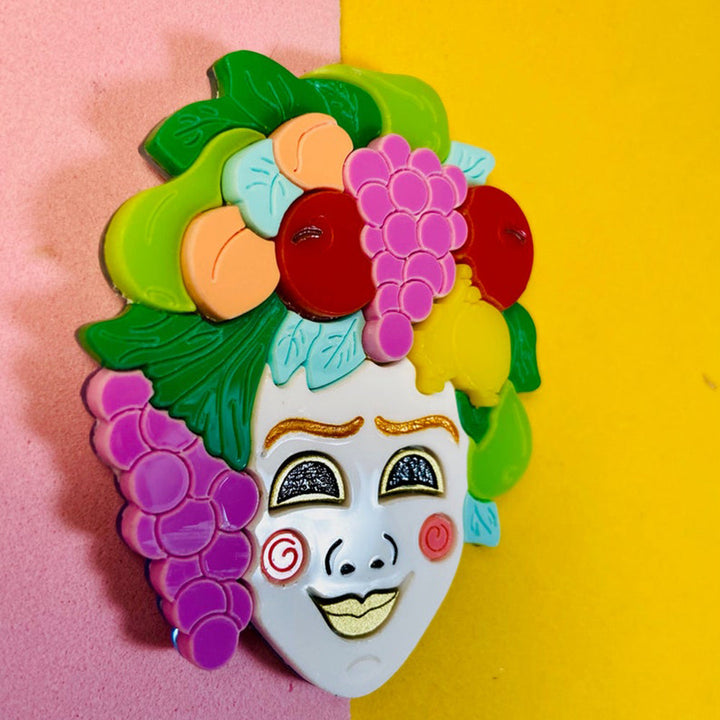 Italian Tradition Collection - Venetian Mask - Bacchus Acrylic Brooch by Makokot Design