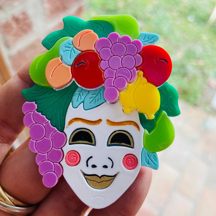 Italian Tradition Collection - Venetian Mask - Bacchus Acrylic Brooch by Makokot Design