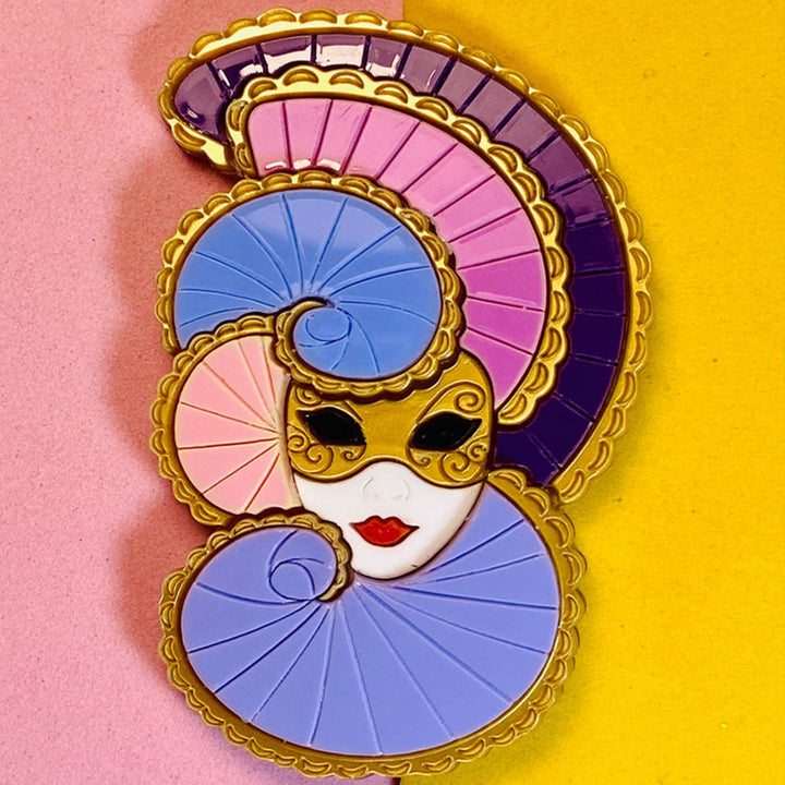 Italian Tradition Collection - Venetian Mask - Colombina Acrylic Brooch by Makokot Design