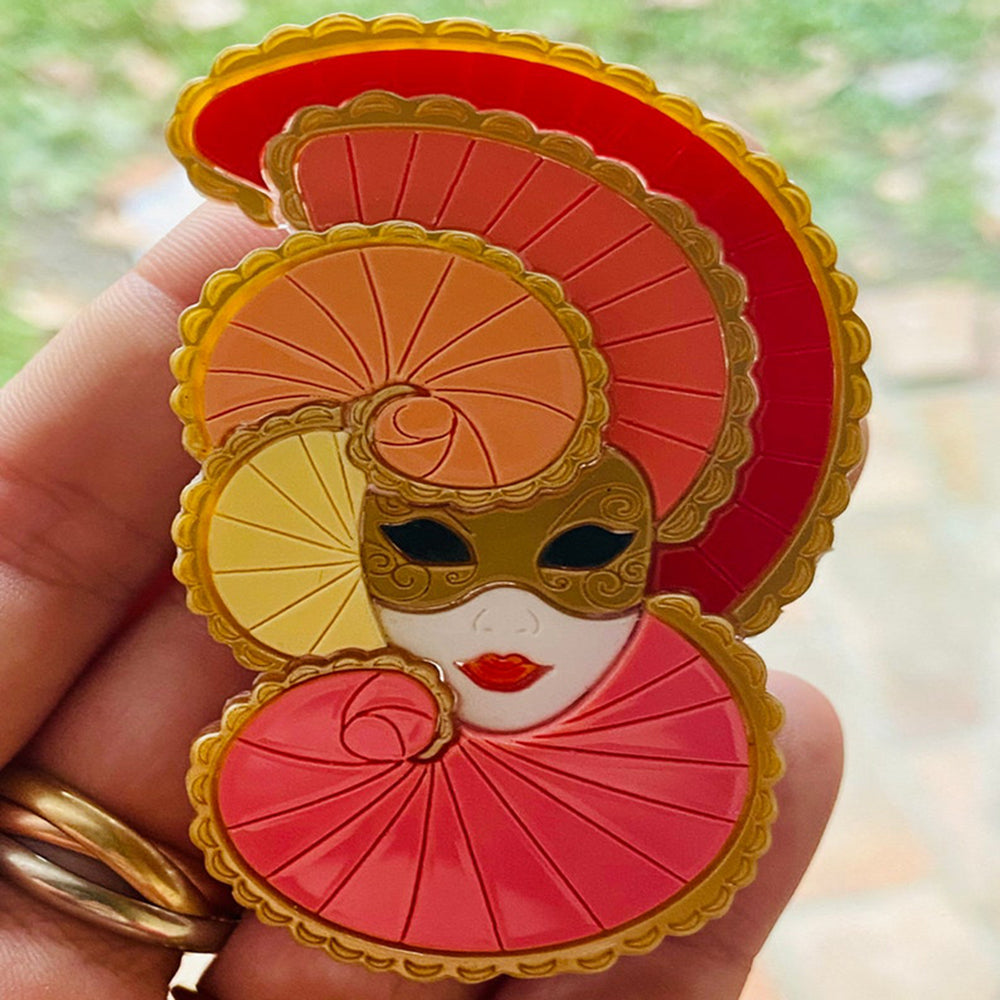 Italian Tradition Collection - Venetian Mask - Colombina Acrylic Brooch by Makokot Design