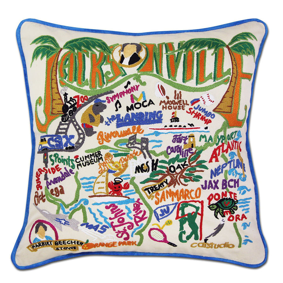 Jacksonville Hand-Embroidered Pillow