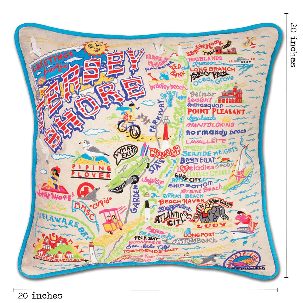 Jersey Shore Embroidered Pillow