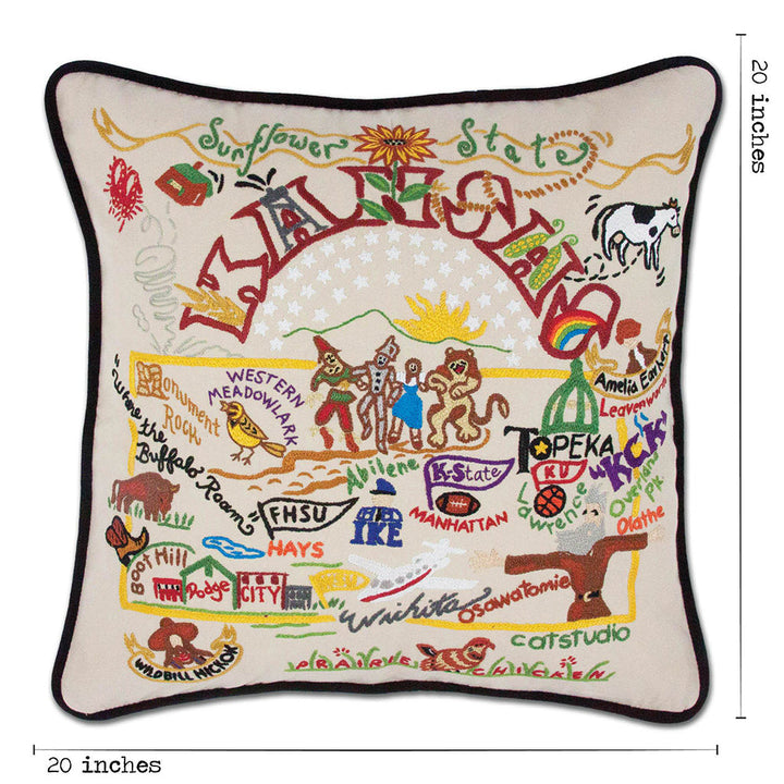 Kansas Hand-Embroidered Pillow