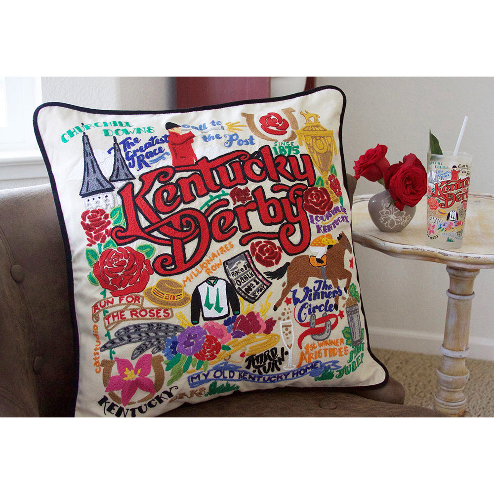 Kentucky Derby Hand-Embroidered Pillow