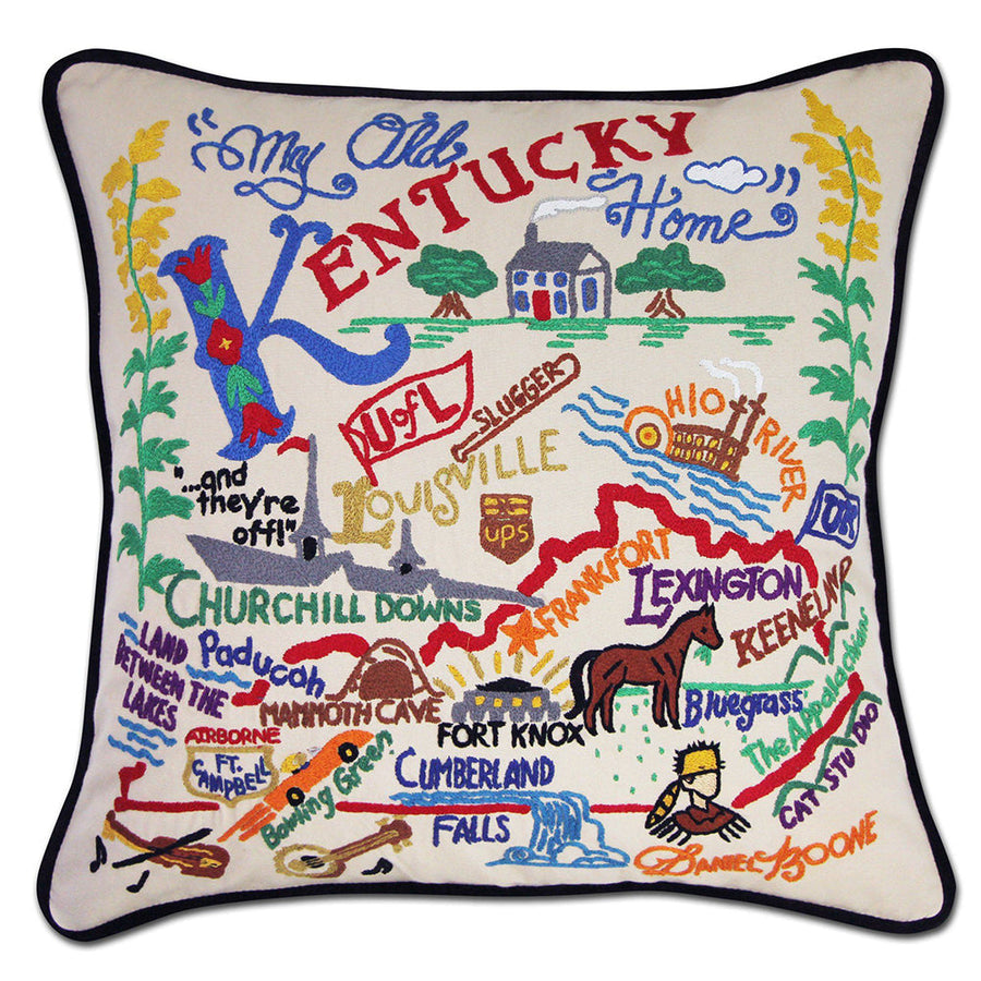 Kentucky Hand-Embroidered Pillow