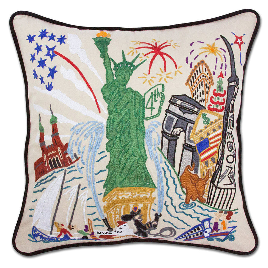 Lady Liberty Hand-Embroidered Pillow