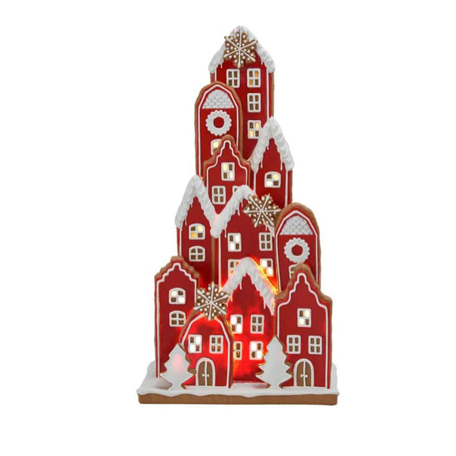 LED Red Stacked Gingerbread Village Decor by December Diamonds