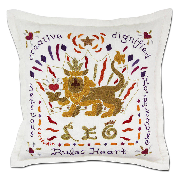 Leo Astrology Hand-Embroidered Pillow by Cat Studio