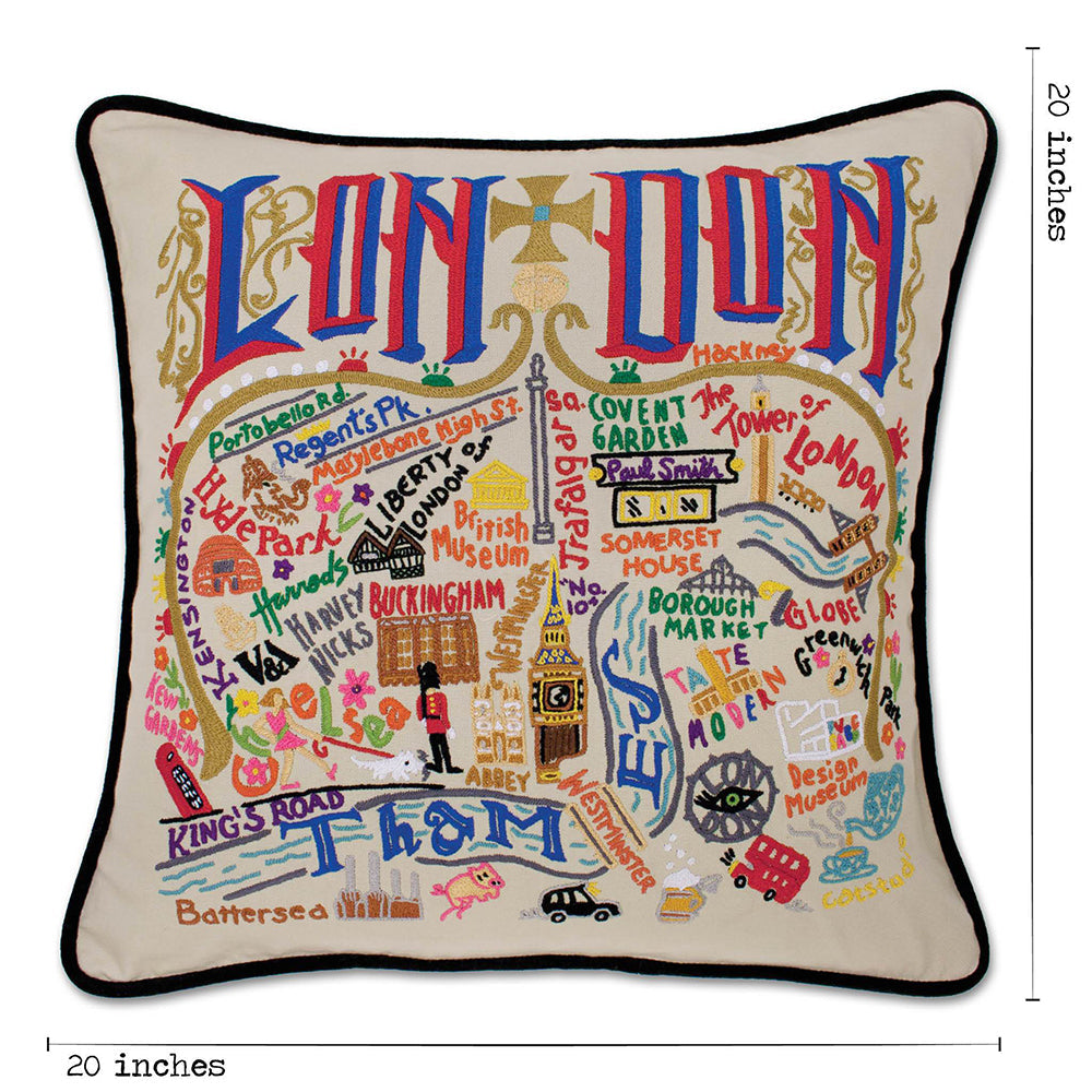 London Hand-Embroidered Pillow