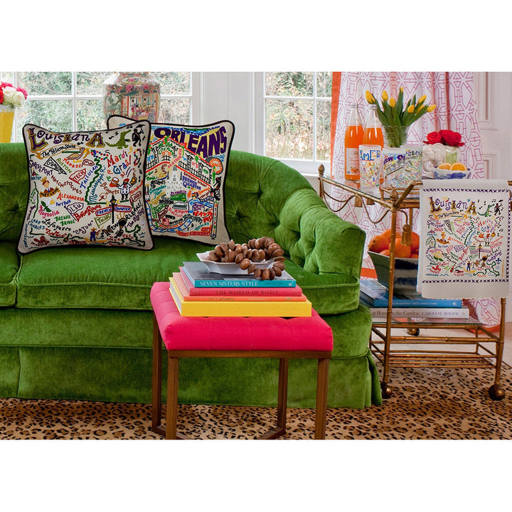 Louisiana Hand-Embroidered Pillow