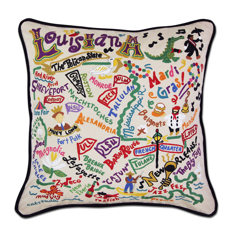 Louisiana Hand-Embroidered Pillow