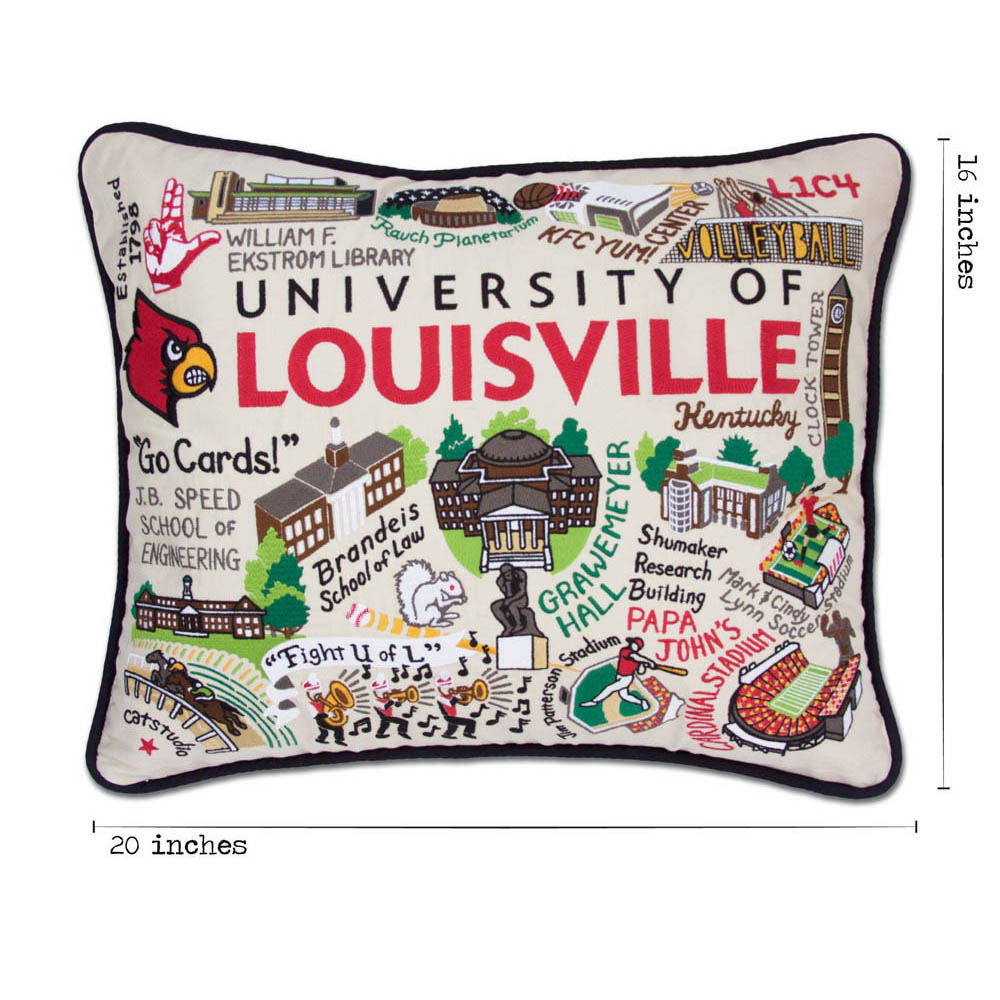 Louisville, University of Collegiate Embroidered Pillow by CatStudio