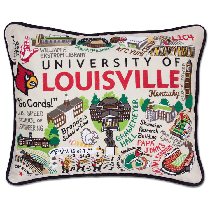 Louisville, University of Collegiate Embroidered Pillow by CatStudio