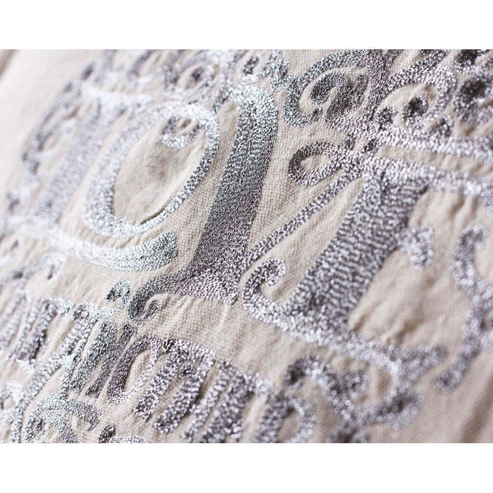 Love Heart Love Letters Hand-Embroidered Pillow - Available in Gold or Silver by CatStudio