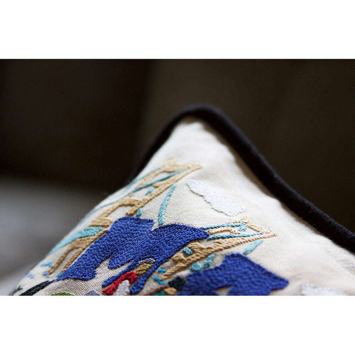 Mackinac Island Hand-Embroidered Pillow by Cat Studio