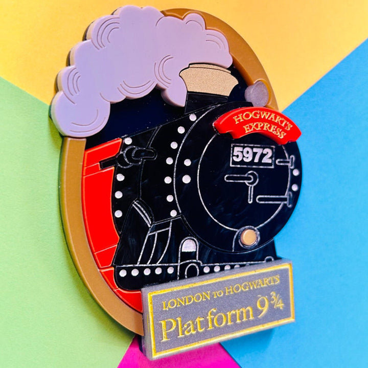 Magic & Witchcraft Collection - "Gold Frame Magic Train" Acrylic Brooch by Makokot Design