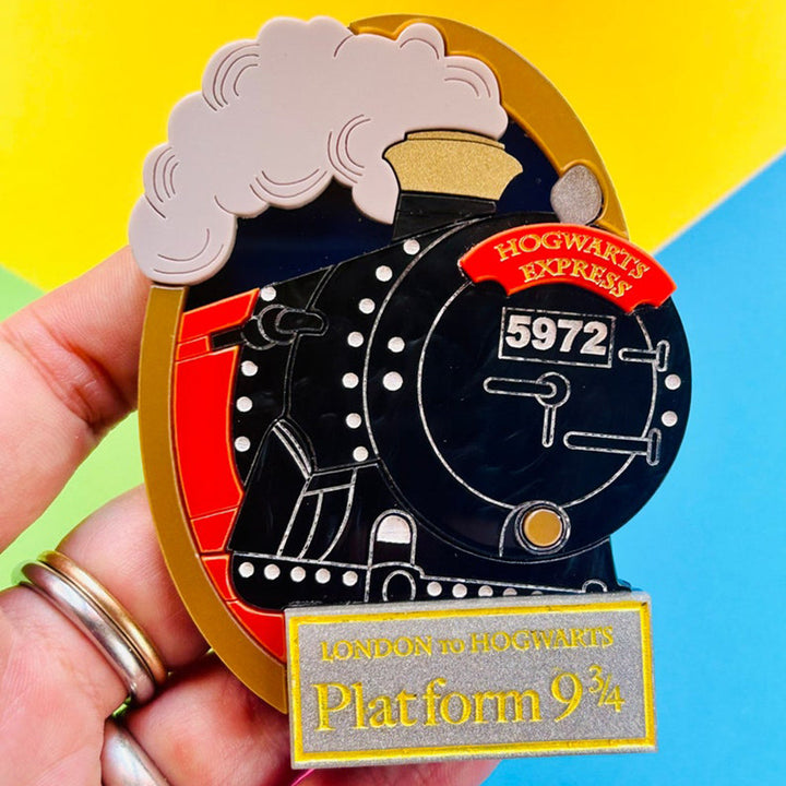 Magic & Witchcraft Collection - "Gold Frame Magic Train" Acrylic Brooch by Makokot Design