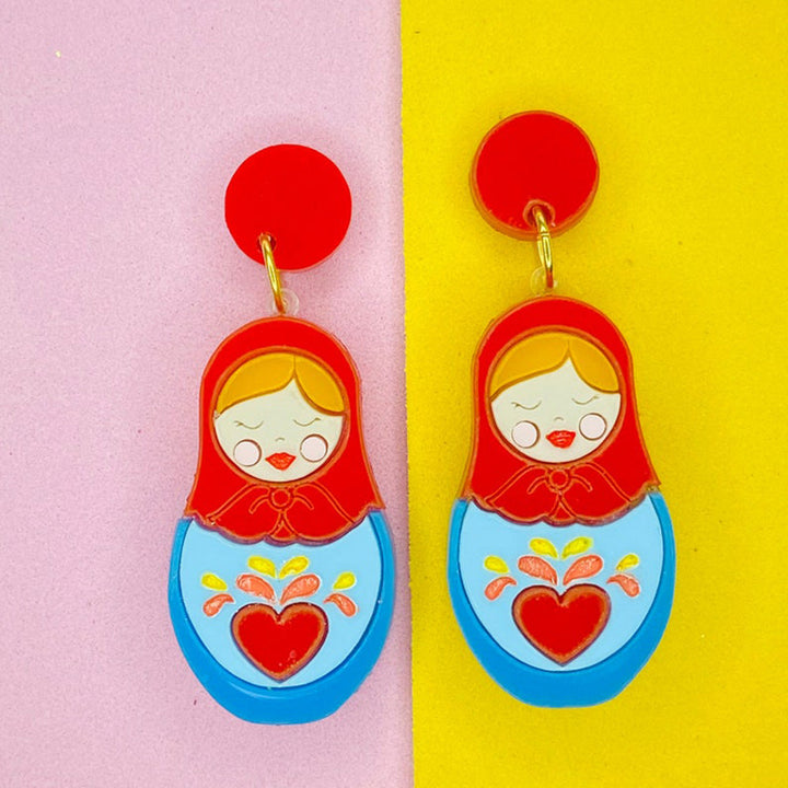 Makokot Light - Russian Doll Earrings + Brooch by Makokot Design