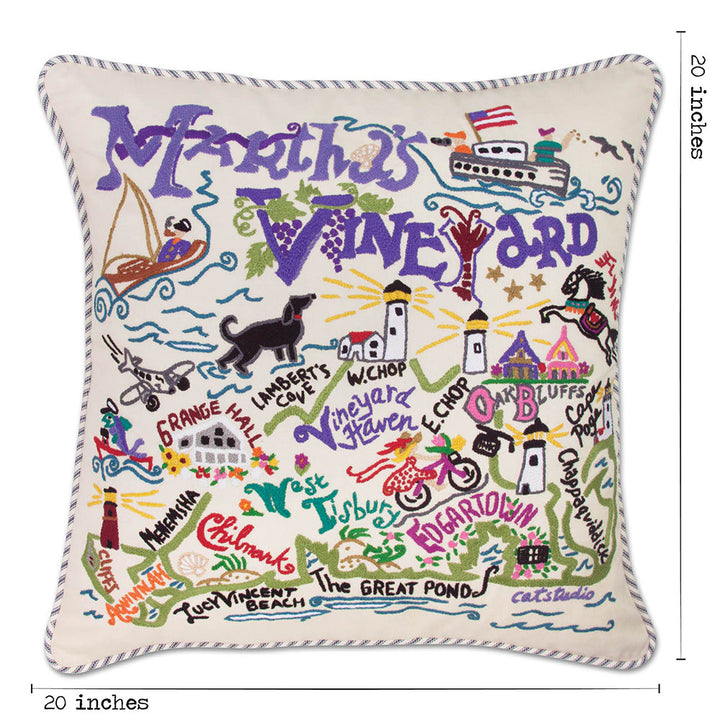 Martha's Vineyard Hand-Embroidered Pillow