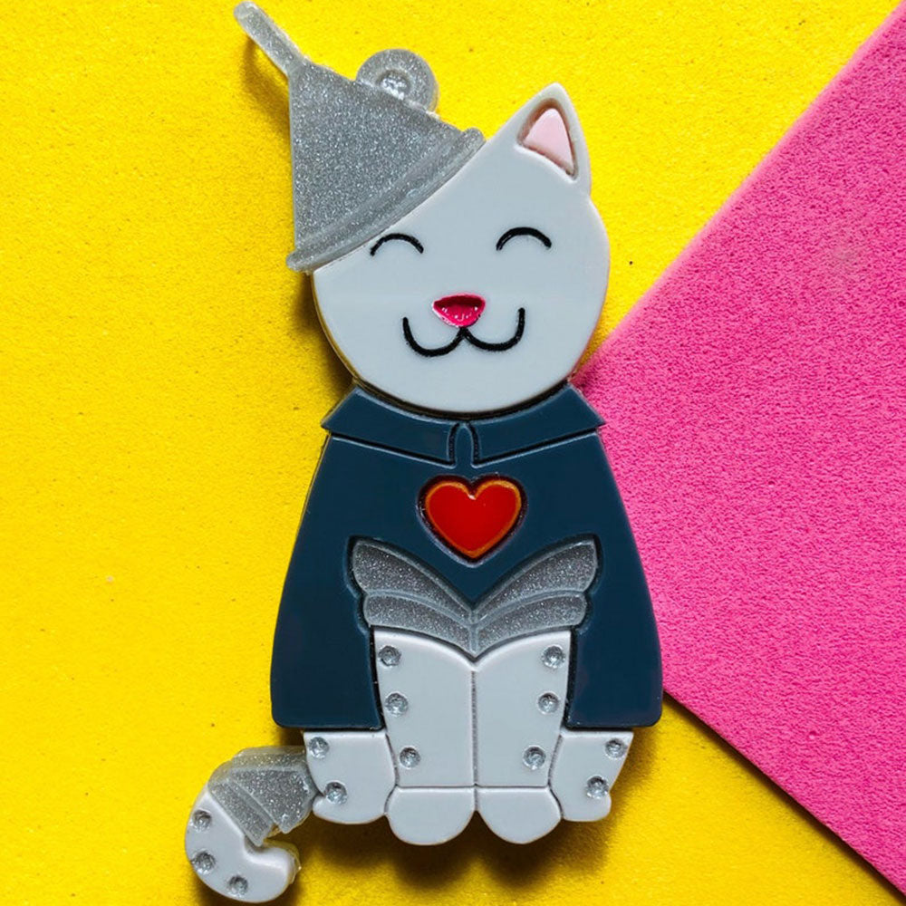 Meowtiful Collection - Tin Woodcat Acrylic Brooch by Makokot Design