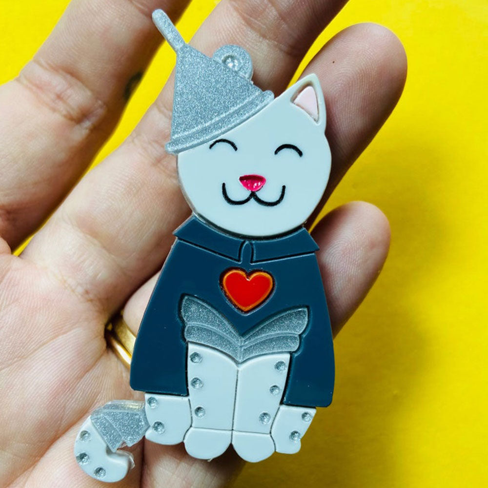 Meowtiful Collection - Tin Woodcat Acrylic Brooch by Makokot Design