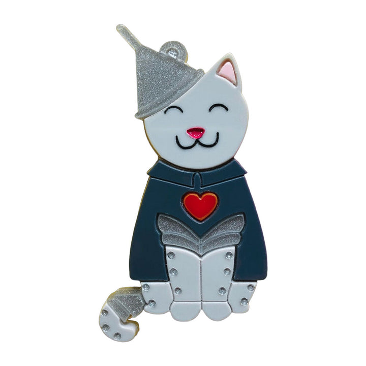 Meowtiful Collection - Tin Woodcat Acrylic Brooch by Makokot Design