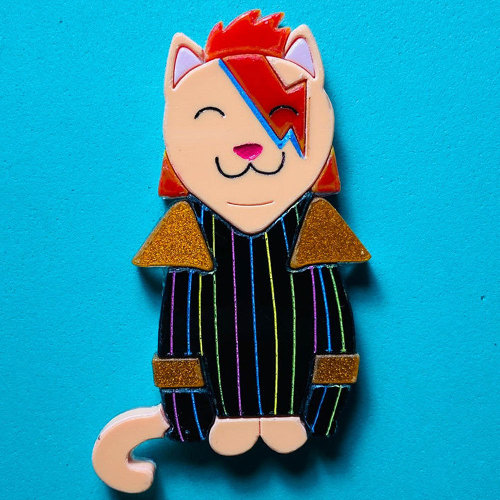 Meowtiful Collection - Ziggy Stardust Acrylic Brooch by Makokot Design