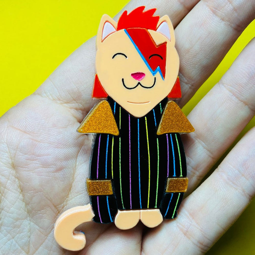 Meowtiful Collection - Ziggy Stardust Acrylic Brooch by Makokot Design