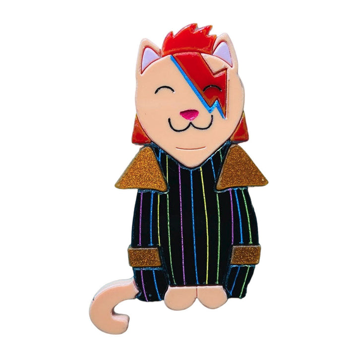 Meowtiful Collection - Ziggy Stardust Acrylic Brooch by Makokot Design