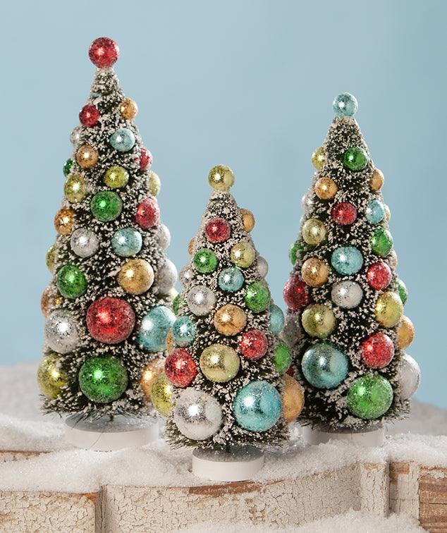 Merry and Bright Bottle Brush Christmas Trees S/3 by Bethany Lowe - Quirks!