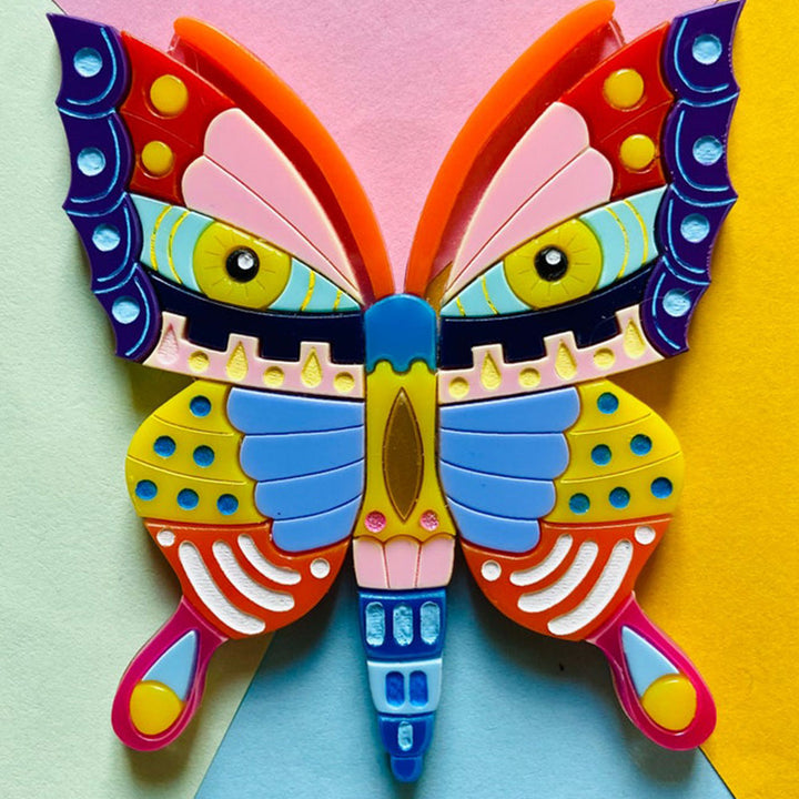 Mexican Folk Art Collection - Alebrije Butterfly Acrylic Brooch by Makokot Design