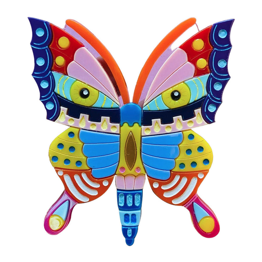 Mexican Folk Art Collection - Alebrije Butterfly Acrylic Brooch by Makokot Design