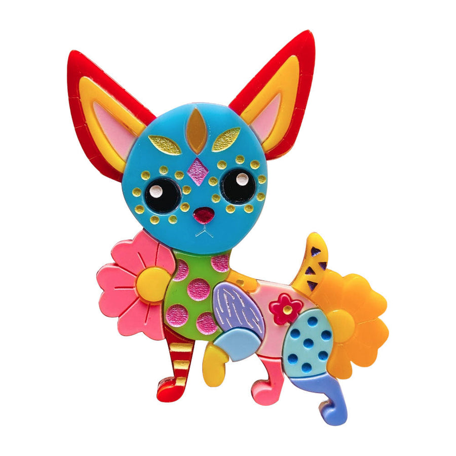 Mexican Folk Art Collection - Alebrije Chihuahua Acrylic Brooch by Makokot Design