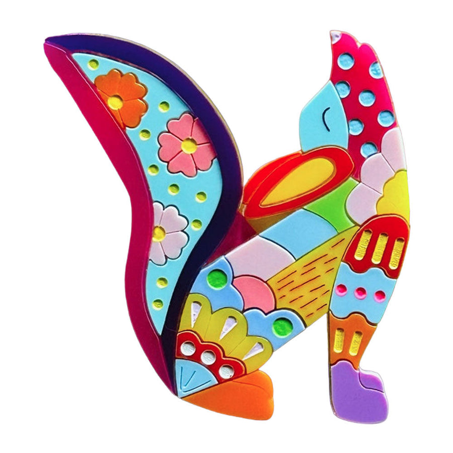 Mexican Folk Art Collection - Alebrije Coyote Acrylic Brooch by Makokot Design