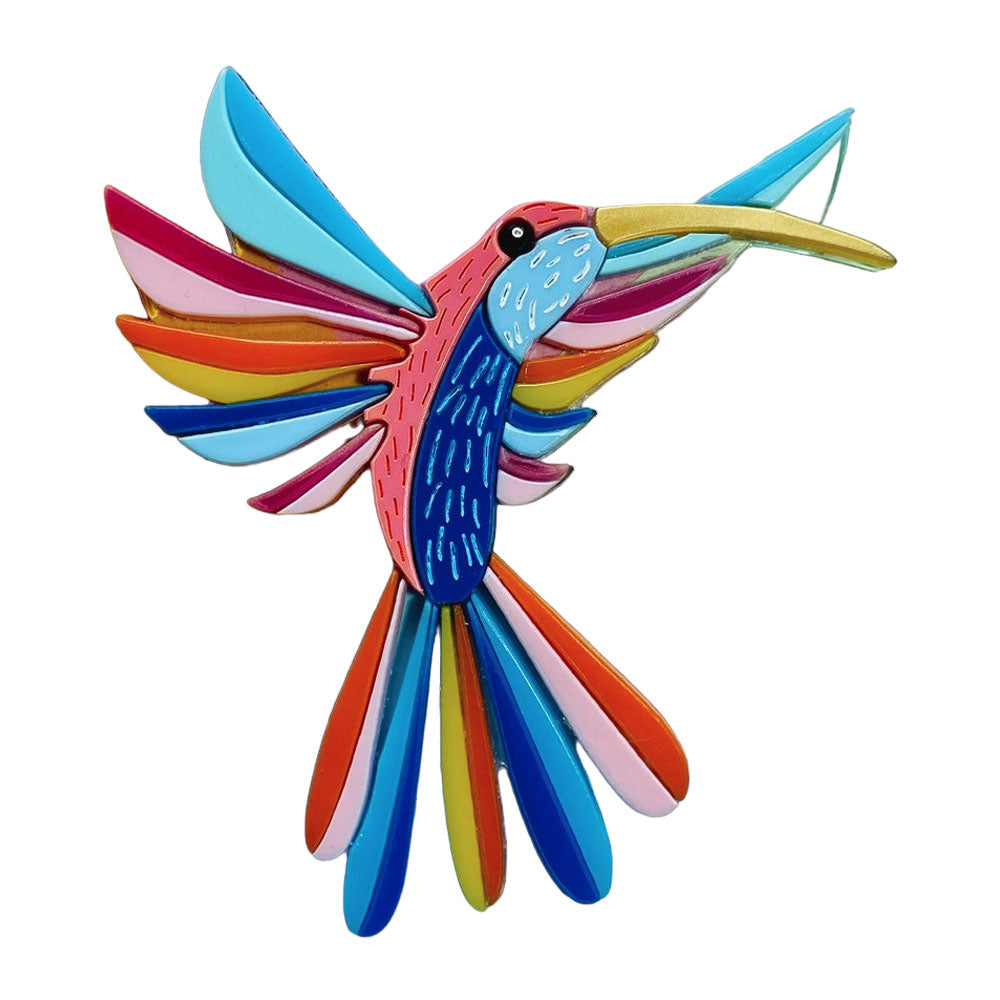 Mexican Folk Art Collection - Alebrije Hummingbird Acrylic Brooch by Makokot Design