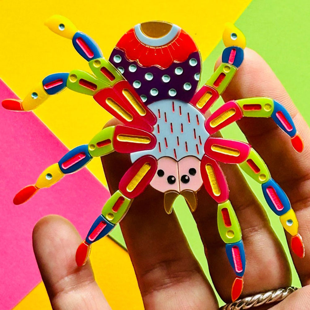 Mexican Folk Art Collection - Alebrije Spider Acrylic Brooch by Makokot Design